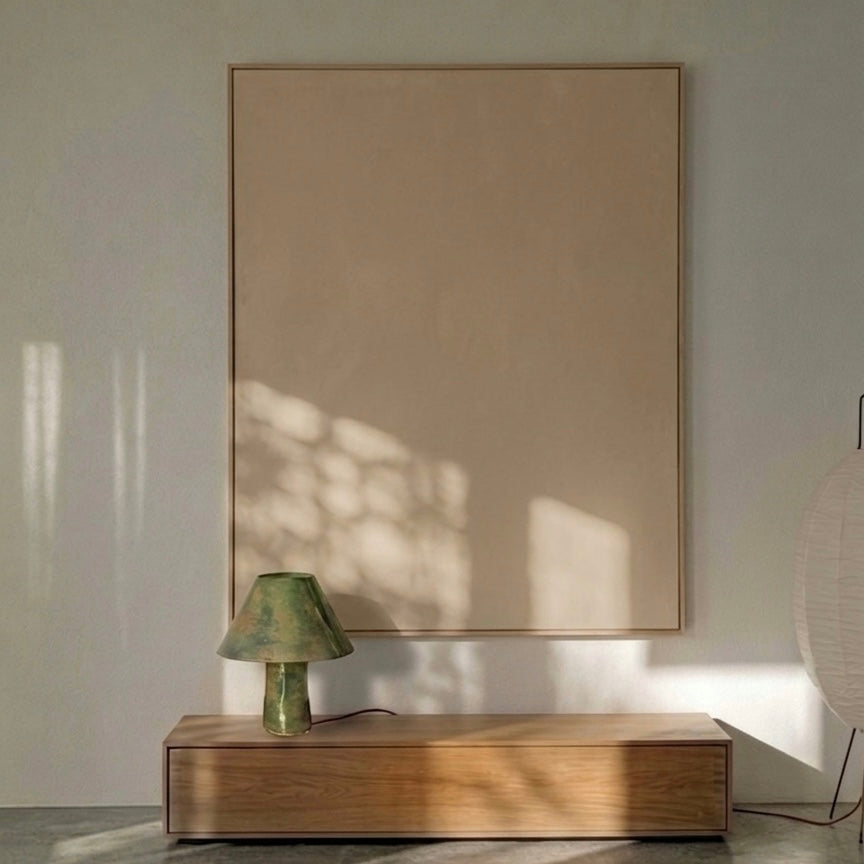Green lamp& Beige Painting