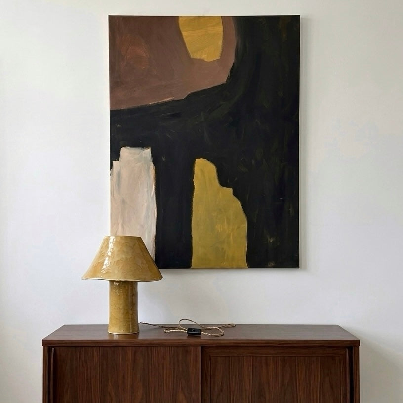 Ochre lamp & abstract painting "G17"