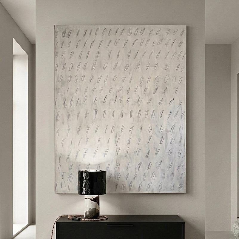 White painting and lamp