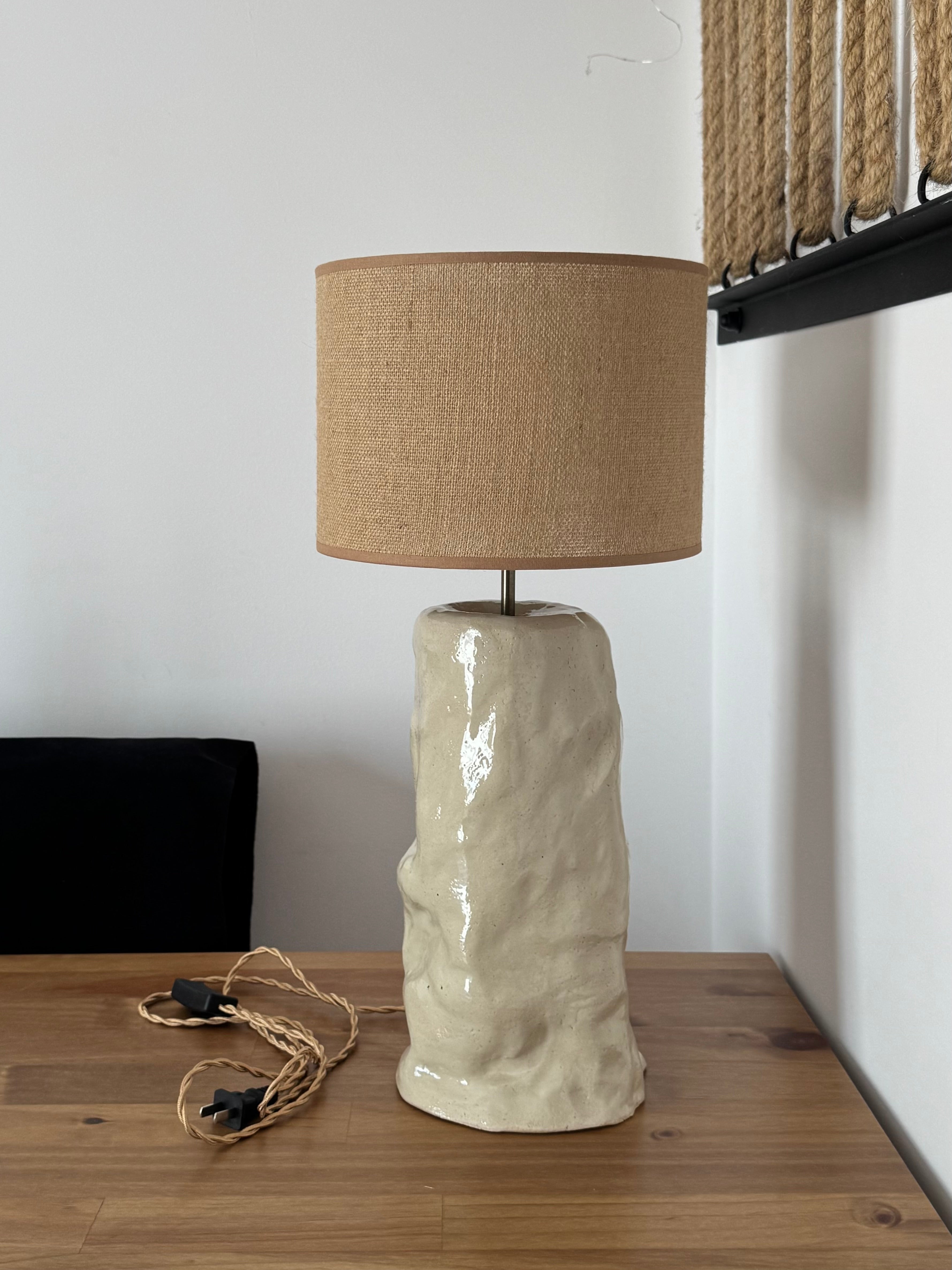 Ceramic Table Lamp with Round Fabric Shade