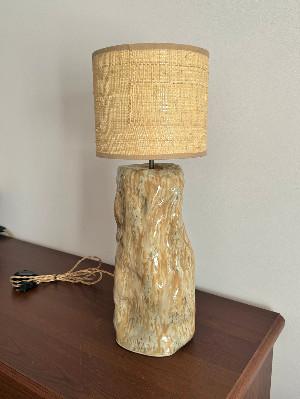 Table Lamp with raffia lampshade