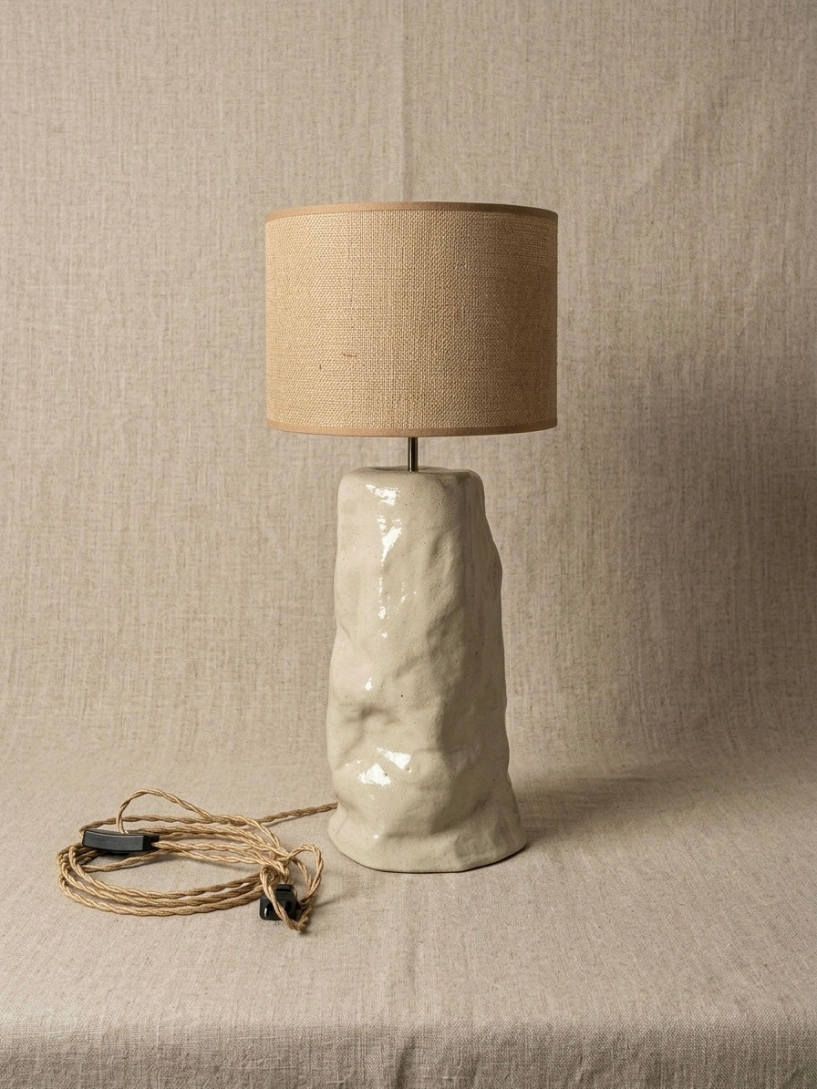 Ceramic Table Lamp with Round Fabric Shade