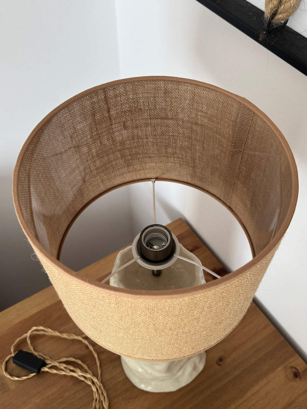 Ceramic Table Lamp with Round Fabric Shade
