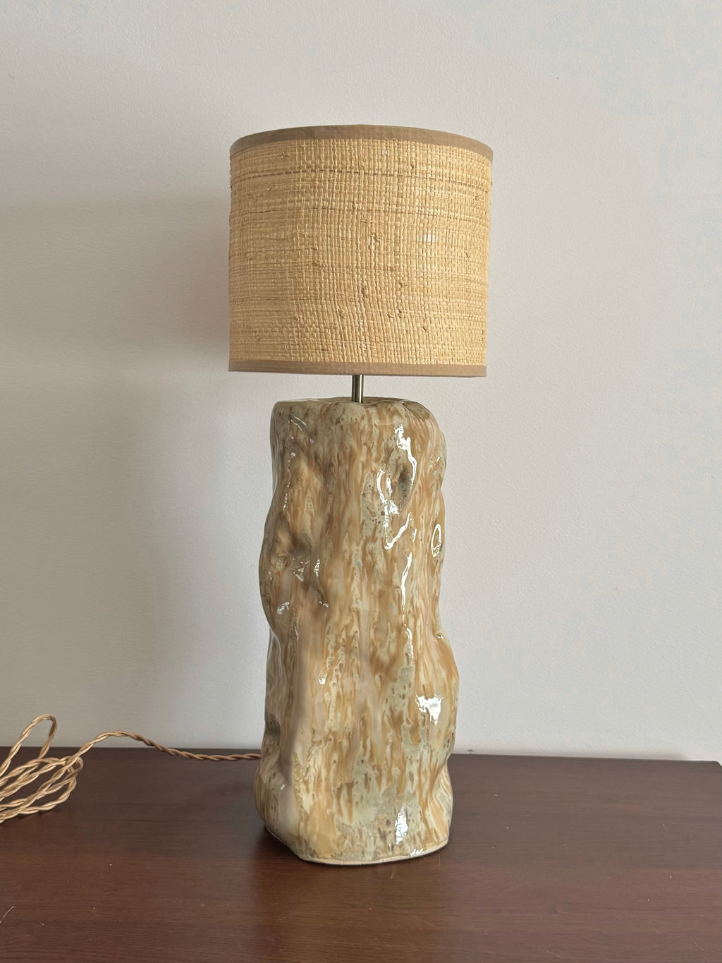 Table Lamp with raffia lampshade