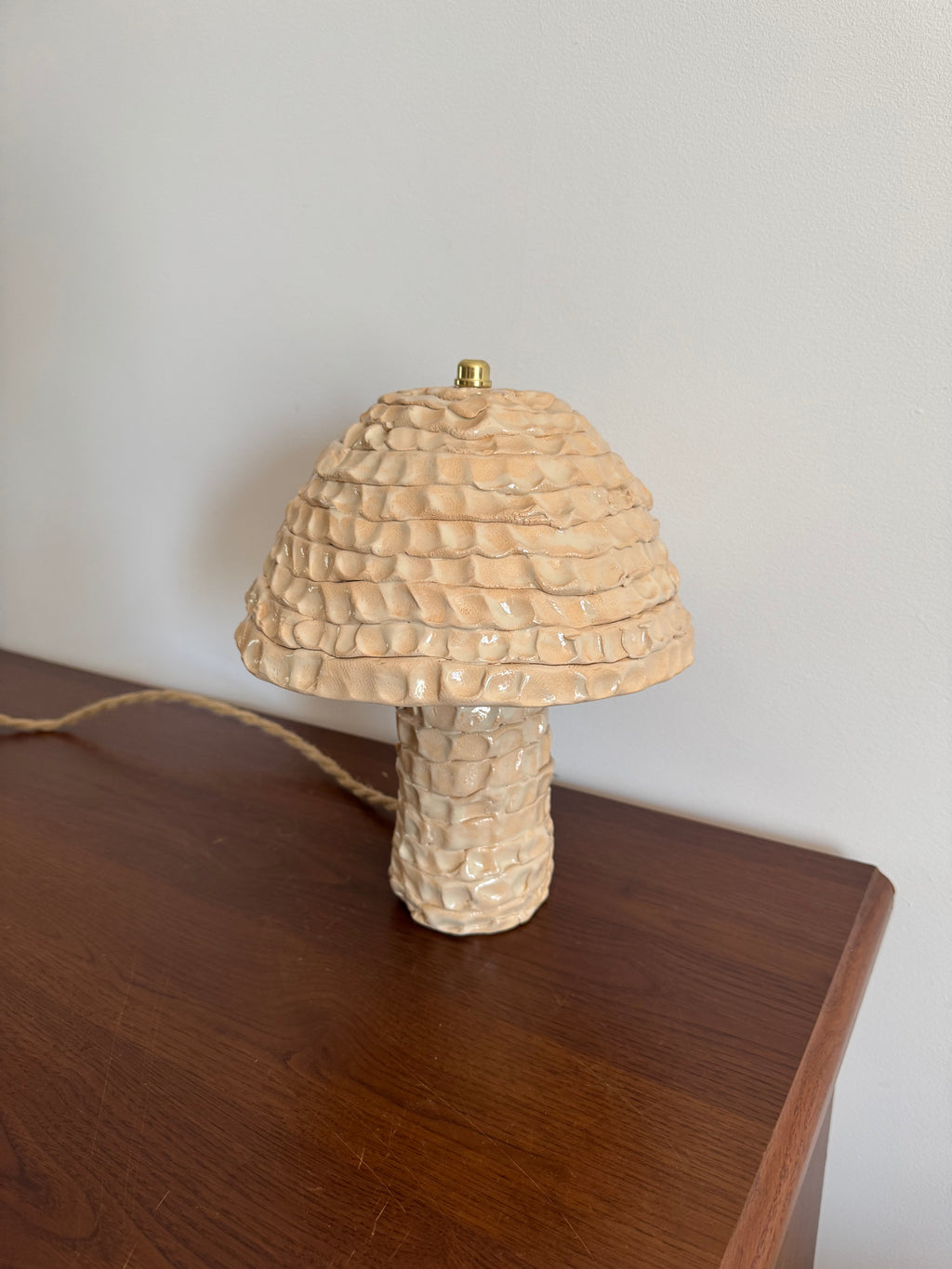 Ceramic lamp in warm beige color