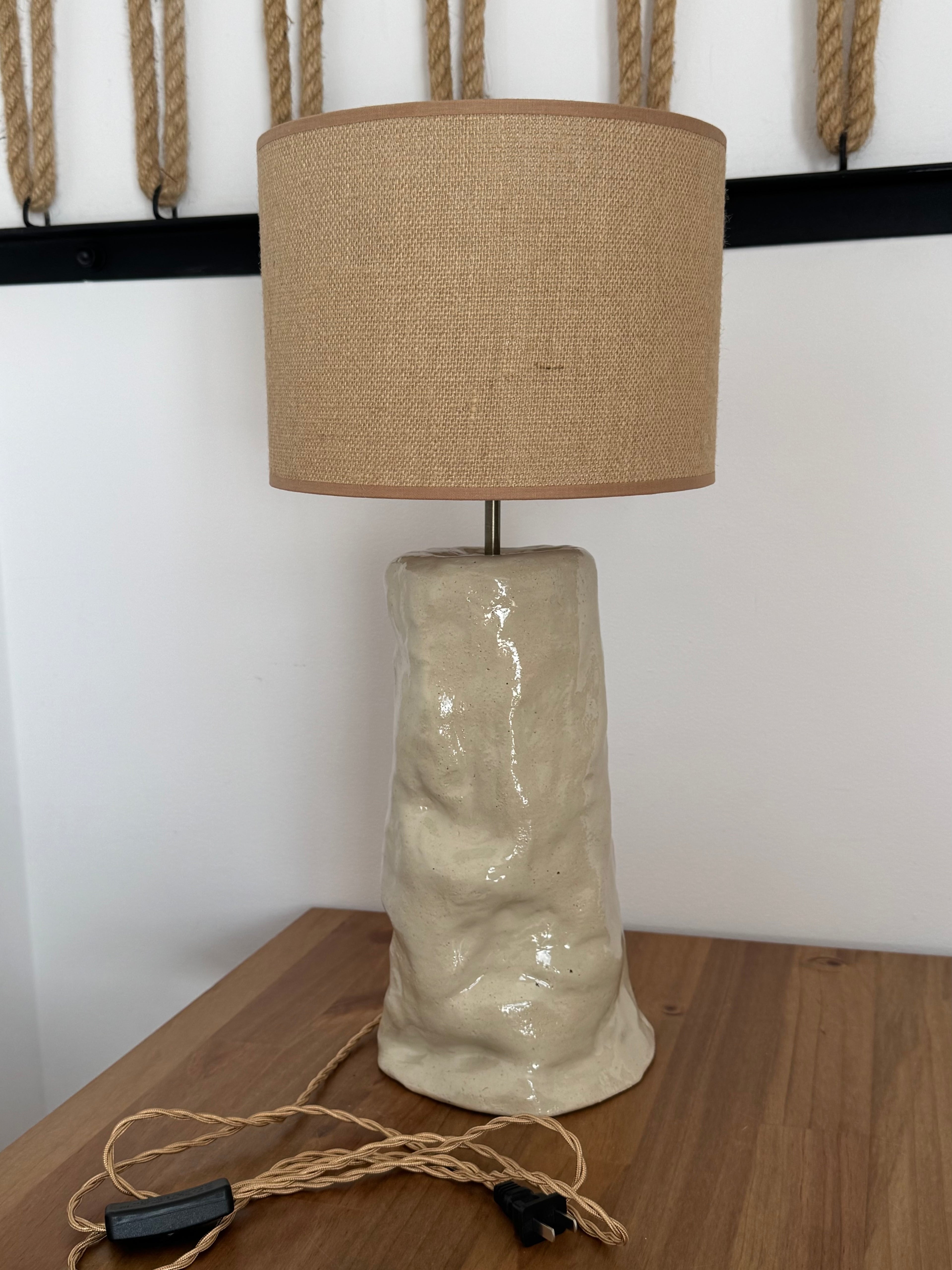 Ceramic Table Lamp with Round Fabric Shade
