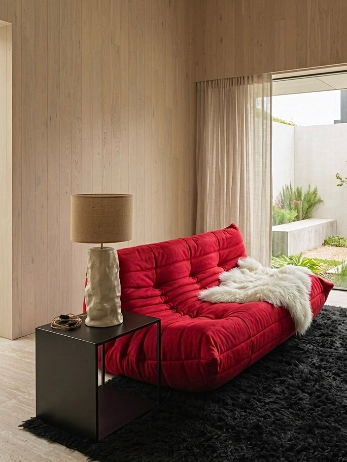 Ceramic Table Lamp with Round Fabric Shade