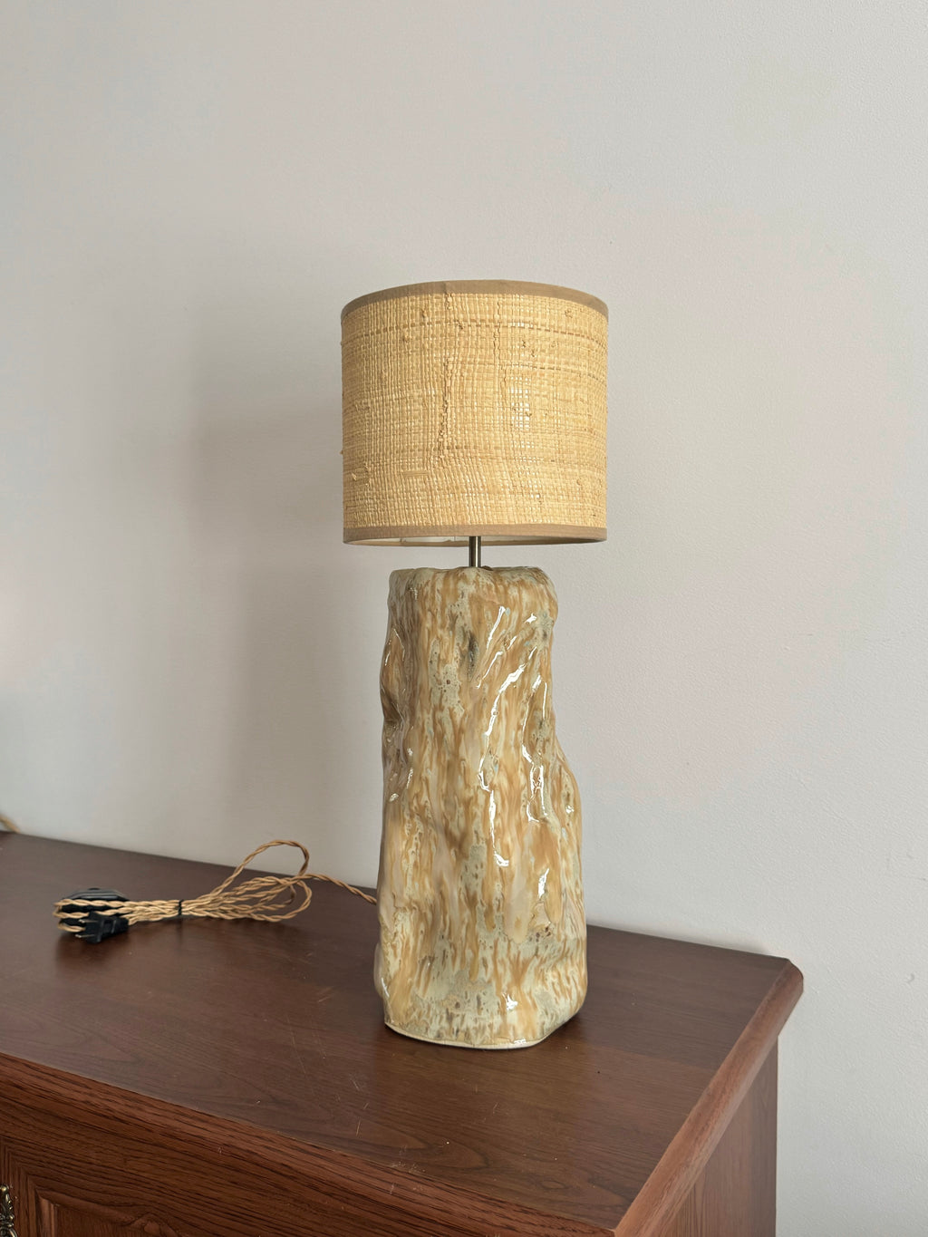 Table Lamp with raffia lampshade